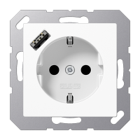 Jung A1520-18AWW Розетка SCHUKO® с USB-зарядным устройством, тип А; термопласт; белый