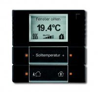 ABB 6124/01-885-500 Терморегулятор KNX с дисплеем, чёрный бархат, цвет: Чёрный, оттенок: Бархат