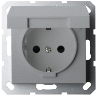 Jasmart Electric G5505S Розетка SCHUKO© с крышкой и защитными шторками 16A 250V~ 2P+T, цвет Алюминий, G5505S