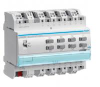 Hager TYA608B Исполнительный механизм жалюзи 8/4-ходовой KNX, 10A, с ручным управлением, без шины