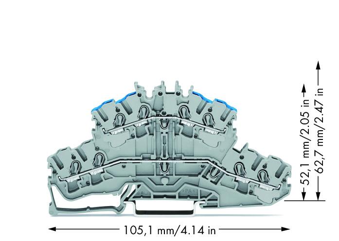 Wago 2002-2403 2-уровн. клемма, 0,25 - 2,5 (4) мм2, 4-пров., серая, L/N