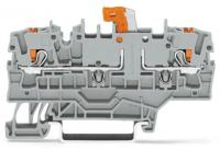 Wago 2202-1971 2-conductor disconnect/test terminal block, with ush-button, with additional jumer osition, orange disconnect link, for DIN-rail 35 x 15 and 35 x 7.5, 2.5 mm², Push-in CAGE CLAMP®, 2,50 mm², gray