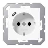 Jung A1520-18CWW Розетка 2К+З 16А 250В~, с разъемом  USB Typ C