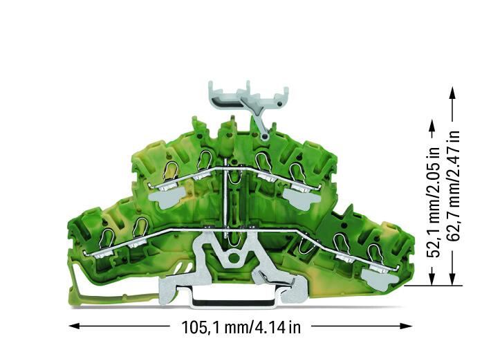Wago 2002-2437 2-уровн. клемма, 0,25 - 2,5 (4) мм2, желто-зелёная, PE