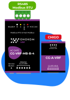 ONOKOM CG-VRF-MB-B-4 Устройство для управления 4 внутренними блоками VRF системы кондиционирования CHIGO(разъем XYE) по ModBus RTU протоколу