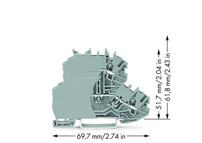 Wago 2000-2201/099-000 2-уровн. клемма, 0,14 - 1 (1,5) мм2, серая L/L, с пластиной