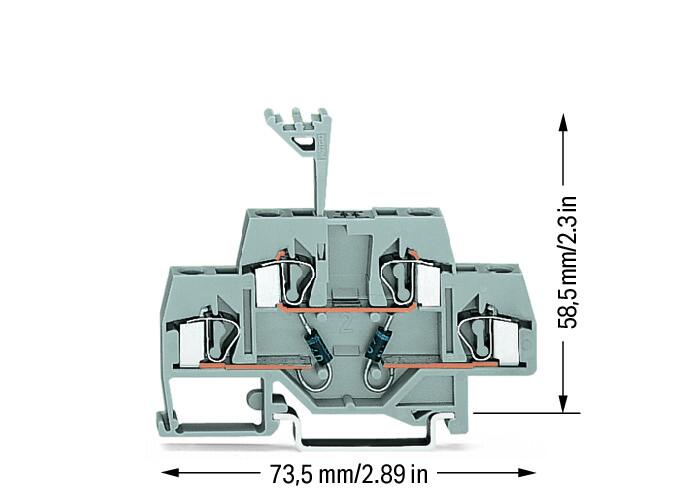 Wago 281-635/281-489 2-Уровн. Клемма, 0,08 - 4 мм2, 1N4007(x2)