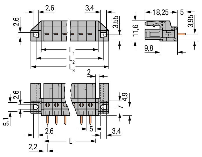 Wago 232-139/047-000 FL припаяны, вертикальные, CN, RN, BF