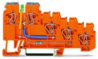 Wago 270-574/281-483 Клемма 4-пр. датчика,  мм2, LED (зелён.), оранжевая