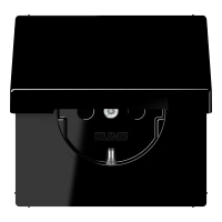Jung LS 1520 KL SW SCHUKO®-розетка, 16 A 250 В ~, Откидная крышка, duroplastic, Серия LS, чёрный