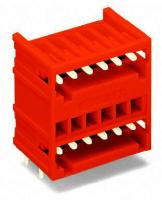 Wago 734-437 Двухуровневая вилка THT, 1.0 x 1.0 mm solder pin, угловые, Шаг контактов 3,81 мм, 14-пол., оранжевые
