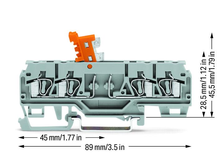 WAGO 280-874 4-пров. клеммник с размыкателем, 0,08 - 2,5 мм2, серый