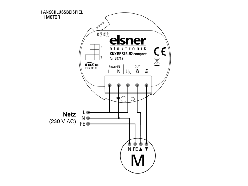 Elsner 70715 KNX RF S1R-B2 компактный Многофункциональный Радиопривод, 2 двоичных входа