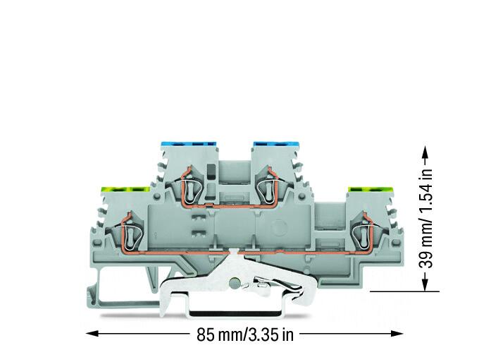 Wago 279-517 2-ур.-L-L 2-уровн. клемма, 0,08 - 1,5 мм2, серая L/L/PE