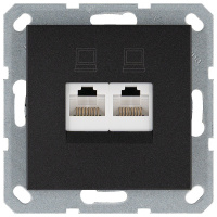 Jasmart Electric G6106B Интернет-розетка RJ45 двойная с накладкой, цвет Антрацит, G6106B