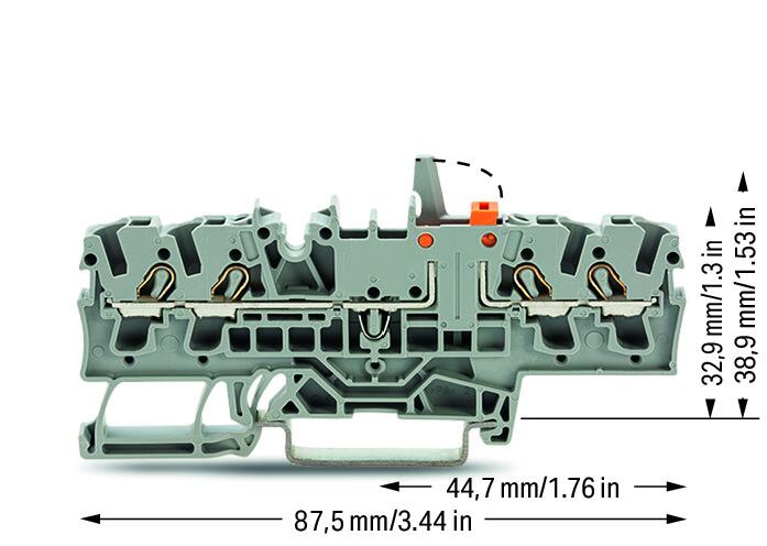 Wago 2002-1871/401-000 4-пров. клеммник с размыкателем, 0,25 - 2,5 (4) мм2, серый