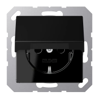 Jung A 1520 BFKIKL SWM SCHUKO®-розетка, 16 A 250 В ~, с дополнительной защитой,, hinged lid, thermoplastic lacquered, Серия A, матовый чёрный графит