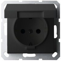 Jasmart Electric G5505PB Розетка SCHUKO© с крышкой и защитными шторками 16A 250V~ 2P+T, цвет черный матовый (soft touch), G5505PB