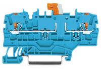 Wago 2202-1974 2-conductor disconnect/test terminal block, with ush-button, with additional jumer osition, orange disconnect link, for DIN-rail 35 x 15 and 35 x 7.5, 2.5 mm², Push-in CAGE CLAMP®, 2,50 mm², blue