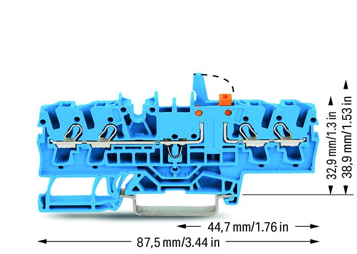 Wago 2002-1874/401-000 4-пров. клеммник с размыкателем, 0,25 - 2,5 (4) мм2, синий