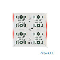Ekinex EK-ED2-TP-RW-NFW Выключатель "FF" 4-х клавишный, версия NF, белое основание, подсветка - красный/белый