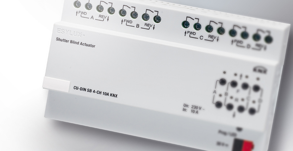 Esylux EC10430343 Модуль монтажной шины KNX, жалюзийный актор CU-DIN SB 2-CH 10A KNX, цвет: Серый