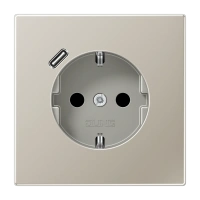 Jung ES 1520-18 C SCHUKO®-розетка 16 A 250 В ~, с зарядным устройством USB 1 x тип C, с дополнительной защитой,, Серия LS, нержавеющая сталь