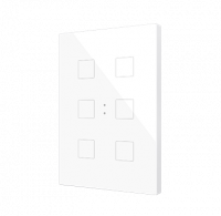 Zennio ZVIFXLX6GW Flat XL X6. Стеклянный сенсорный выключатель - 6 кнопки, цвет: белый, оттенок: глянцевый