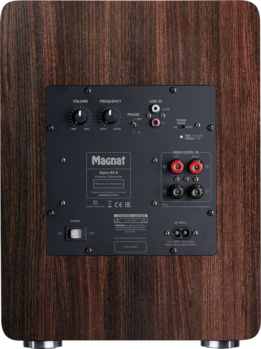 Magnat 236440 Активный сабвуфер Magnat Alpha RS 8 mocca, цвет: Темно - коричневое дерево