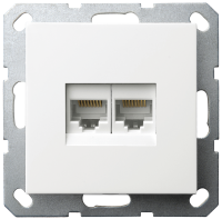 Jasmart Electric G6106W Интернет-розетка RJ45 двойная с накладкой, цвет белый глянцевый, G6106W