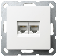 Jasmart Electric G6108W Интернет розекта 2х терминальная 6 категория, цвет белый глянцевый, G6108W