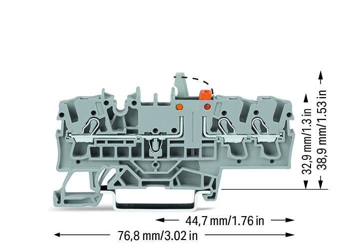 Wago 2002-1771/401-000 3-пров. клеммник с размыкателем, 0,25 - 2,5 (4) мм2, серый