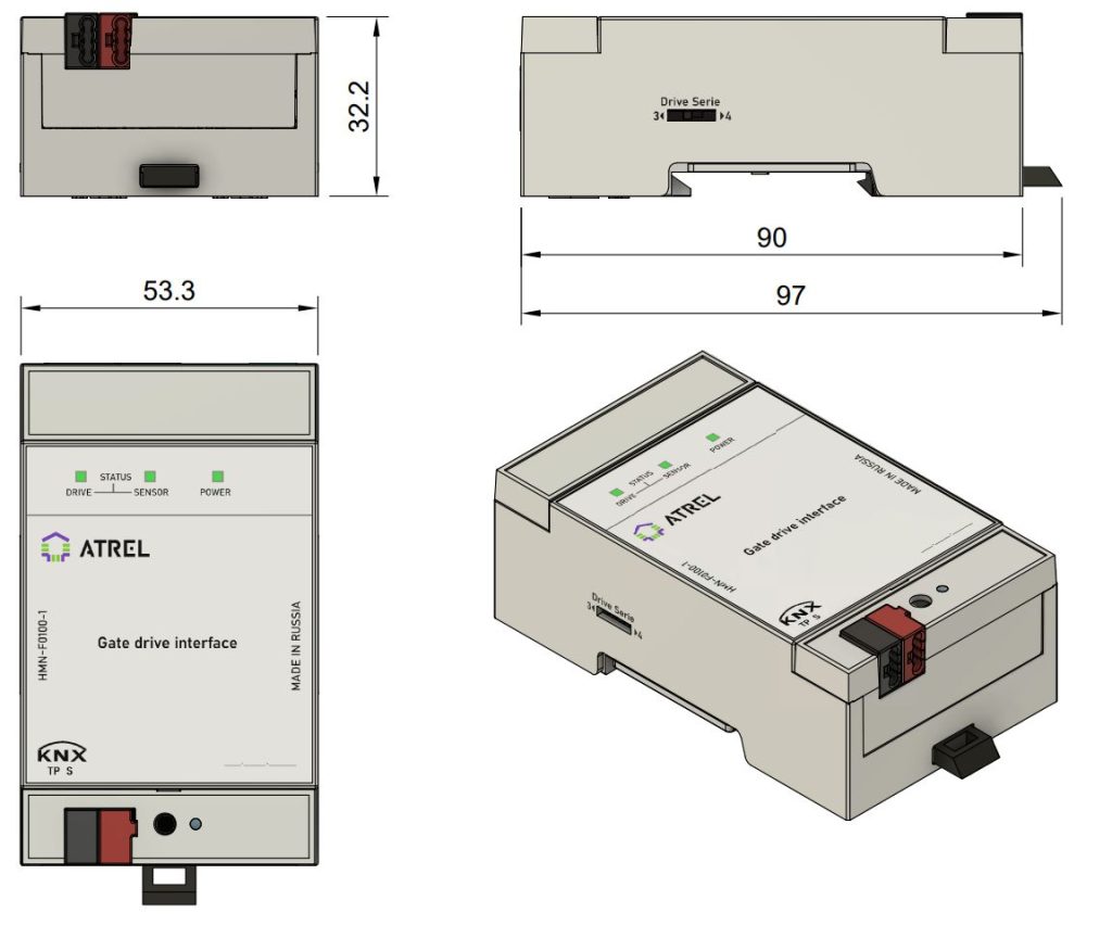 Atrel HMN-F0100-1 KNX Интерфейс привода гаражных ворот Hörmann 3,4