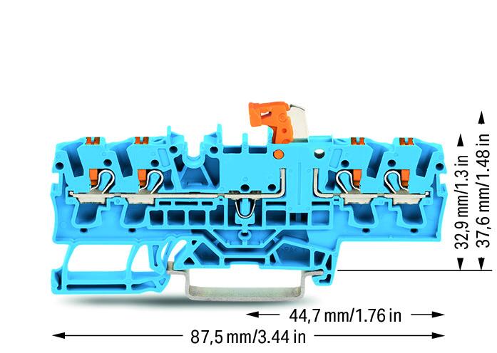Wago 2202-1874 4-пров. клеммник с размыкателем, 0,25 - 2,5 (4) мм2, синий