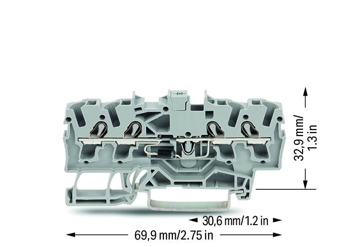 Wago 2002-1411/1000-410 4-пров. клемма с диодом, 0,25 - 2,5 (4) мм2, 1N4007
