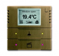 ABB 6128/28-840-500 Терморегулятор KNX с дисплеем и сенсором, 2/4-клавишный, Династия, латунь античная, цвет: Латунь античная