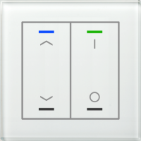 MDT BE-GTL2TW.C1 Выключатель сенсорный KNX Glass Push Button II Lite 2-кнопочный, c символами  I/O и ↑/↓, термодатчик