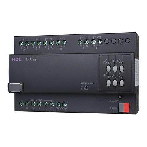 HDL M/DA6.10.1 DIN диммер для управления до 6 каналов 0-10V (для диммирования флуоресцентных трубочных ламп)