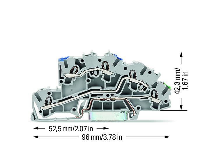 Wago 2003-7646 3-уровн. клемма, 0,25 - 2,5 (4) мм2, N/L/PE, серая