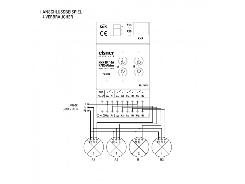 Elsner 70570 Привод KNX R4 16 A | KNX R8 16 A с беспотенциальными коммутационными выходами