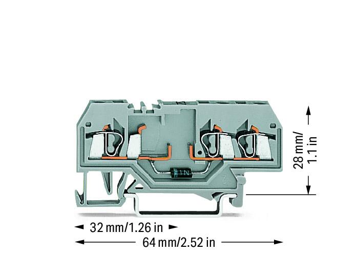 Wago 280-673/281-411 3-пров. клемма с диодом, 0,08 - 2,5 мм2, 1N4007