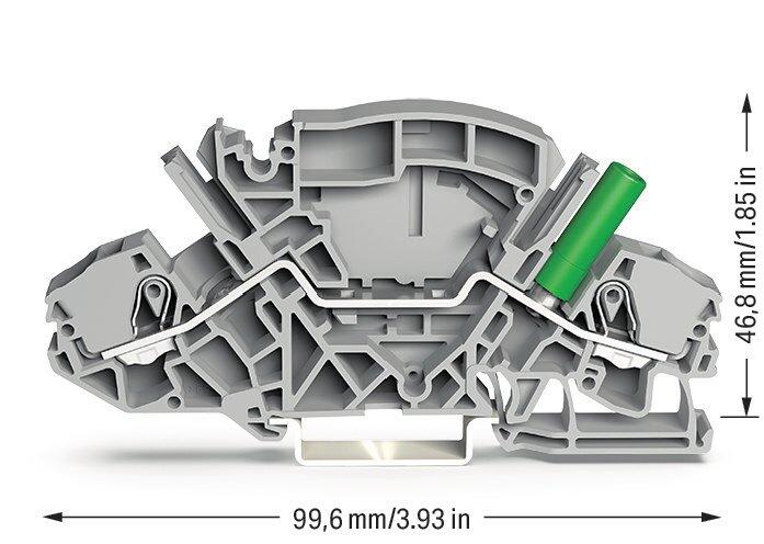 Wago 2007-8801/044-000 2-пров. клеммник с размыкателем, 0,5 - 6 (10) мм2, серый