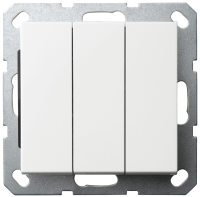 Jasmart Electric G3031W Выключатель трехклавишный 10A 250V~ с накладкой, цвет Белый глянцевый , G3031W