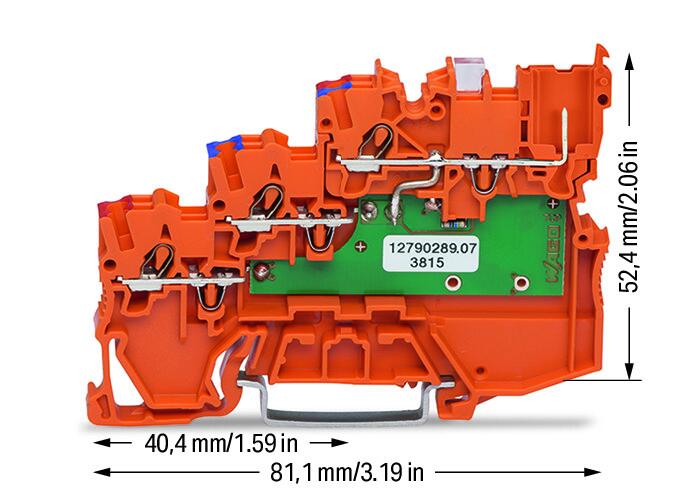 Wago 2020-5372/1102-953 Клемма 3-пр. датчика,  мм2, LED, оранжевая