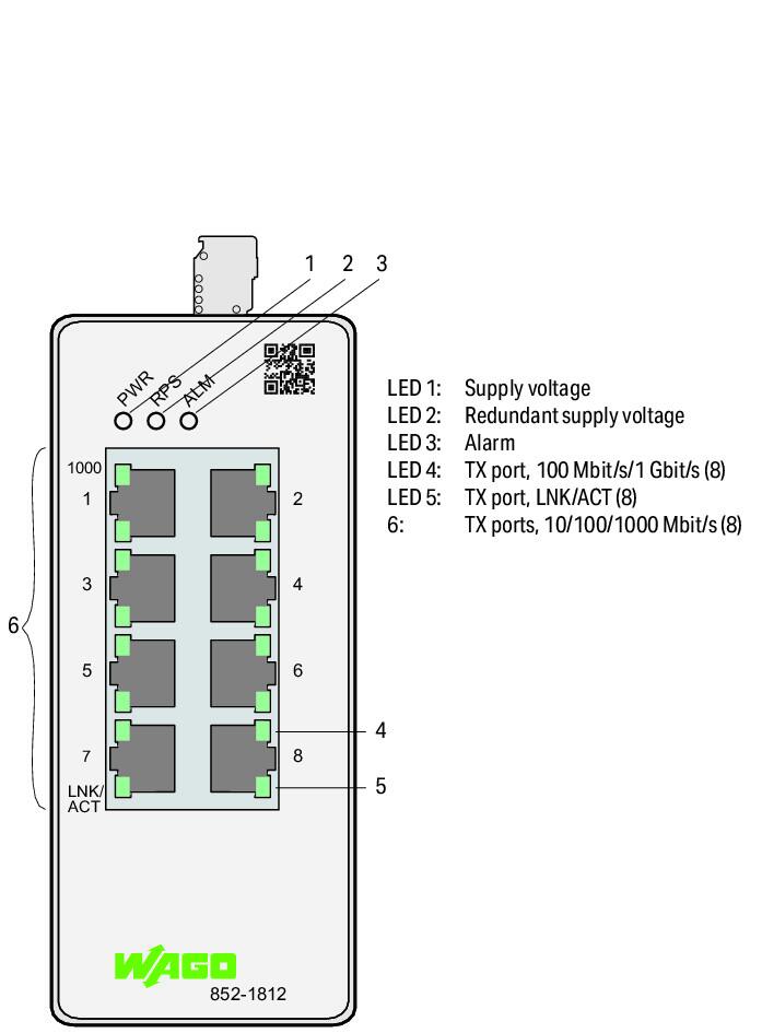 Wago 852-1812 Управляемый коммутатор Lean, 8-портовый 1000Base-T