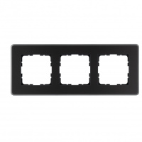 Jasmart Electric G1003GB-RM Стеклянная матовая закругленная рамка 3 пост , цвет черный, G1003GB-RM