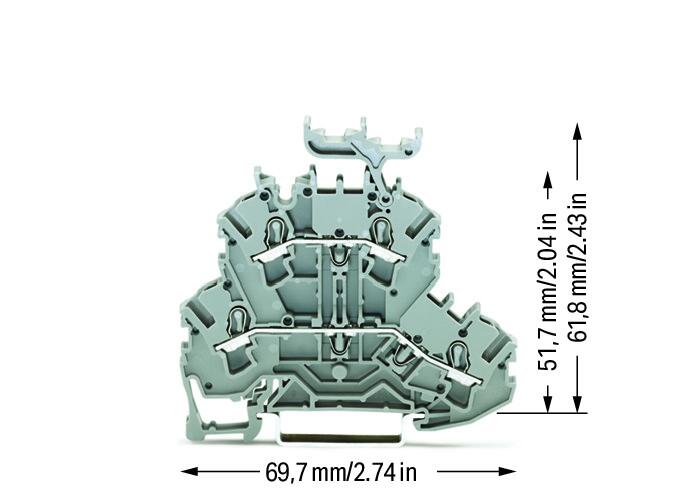 Wago 2002-2231 2-уровн. клемма, 0,25 - 2,5 (4) мм2, серая, L / L, держ. марк.