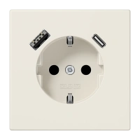 Jung LS 1520-15 CA SCHUKO®-розетка 16 A 250 В ~, с зарядным устройством USB 1 x тип A + 1 x тип C, с дополнительной защитой,, Серия LS, слоновая кость