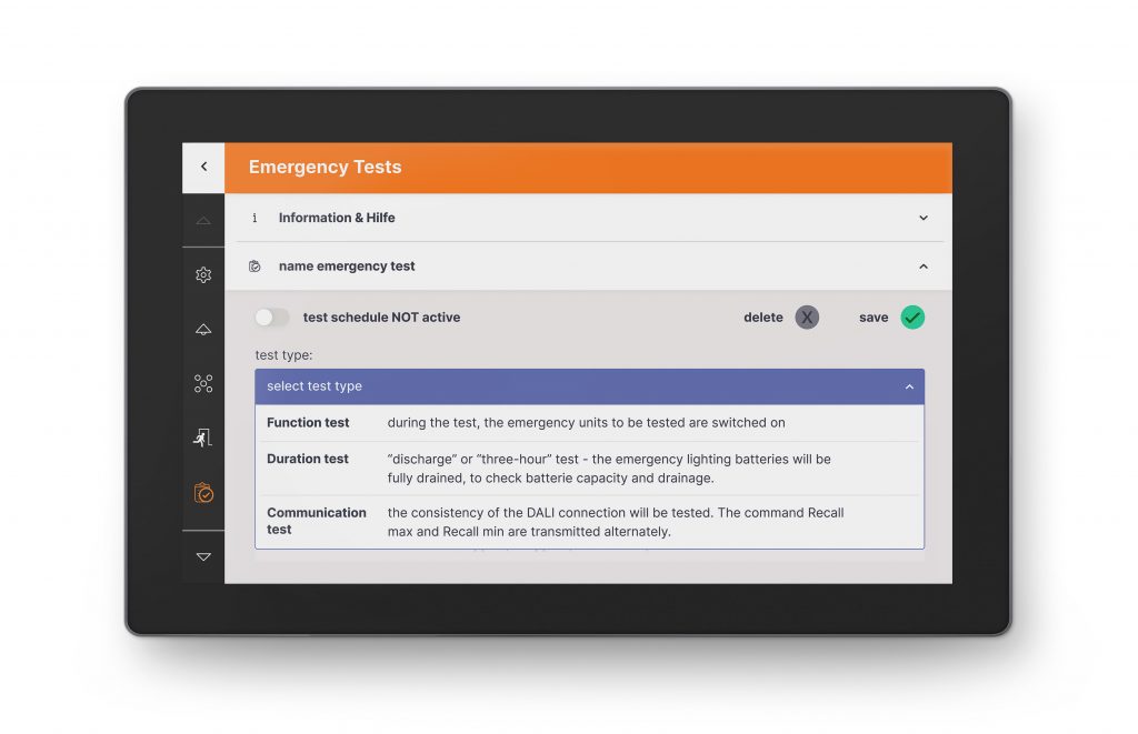 Lunatone 86456840-P-EM-B Сенсорный дисплей управления 7" для контроля и управления аварийным освещением DALI-2 Display 7″ – Emergency