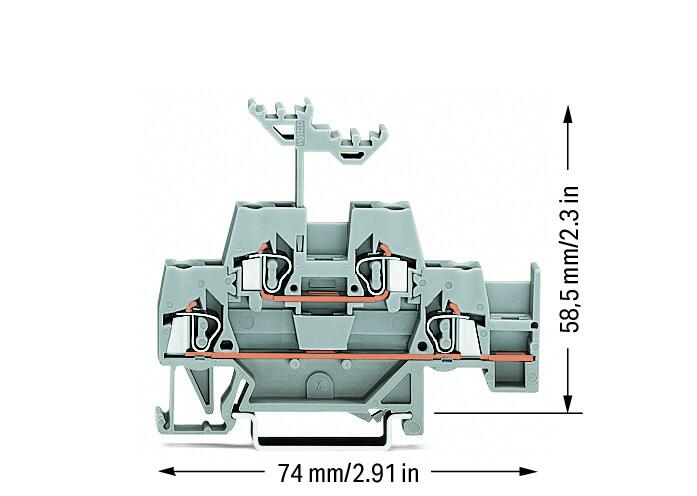 Wago 280-520 2-уровн. клемма, 0,08 - 2,5 мм2, с перем. в ниж. уровне, серая